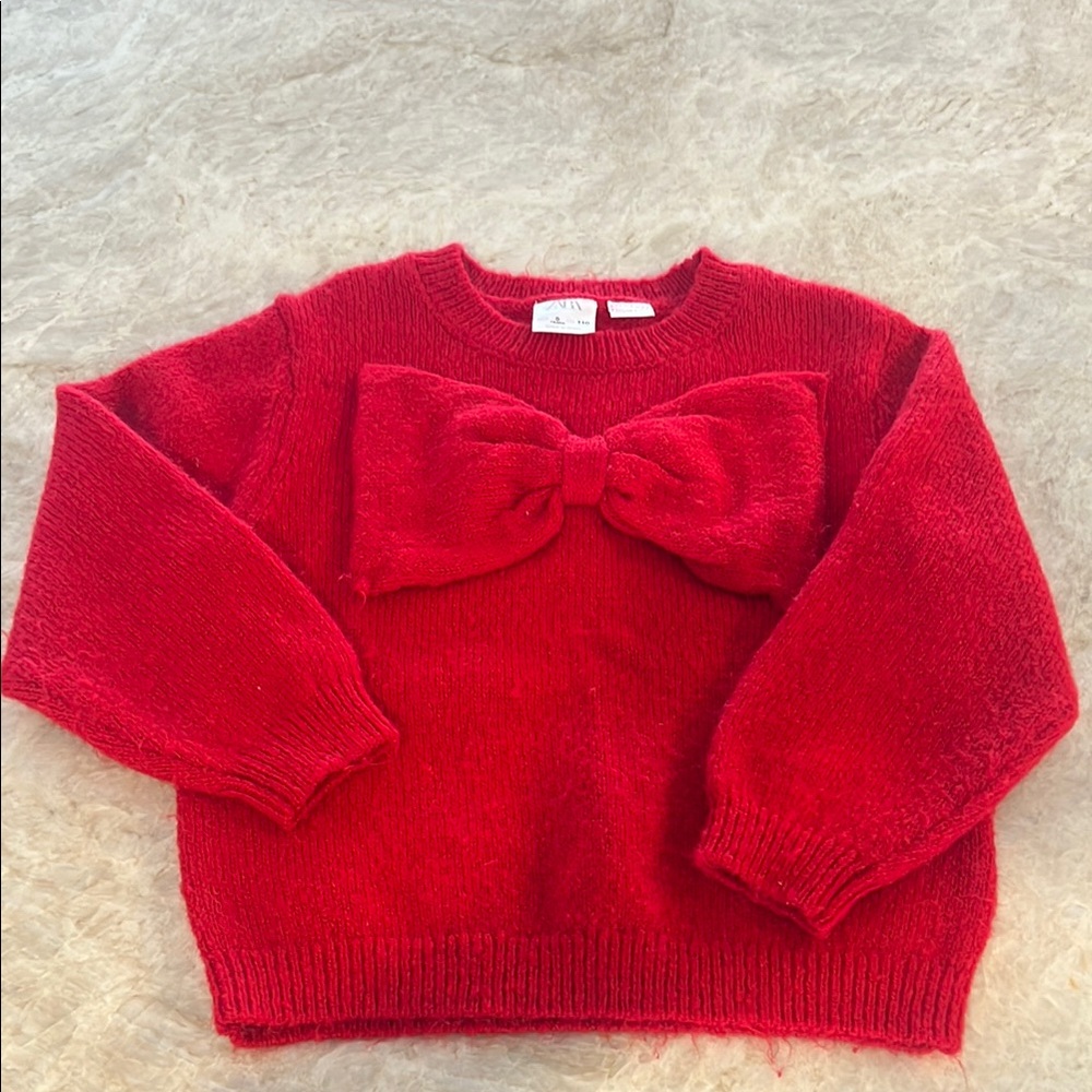 Zara kids Red Sweater with Bow Accent